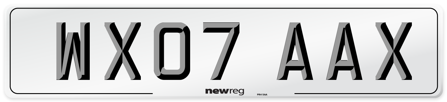 WX07 AAX Number Plate from New Reg